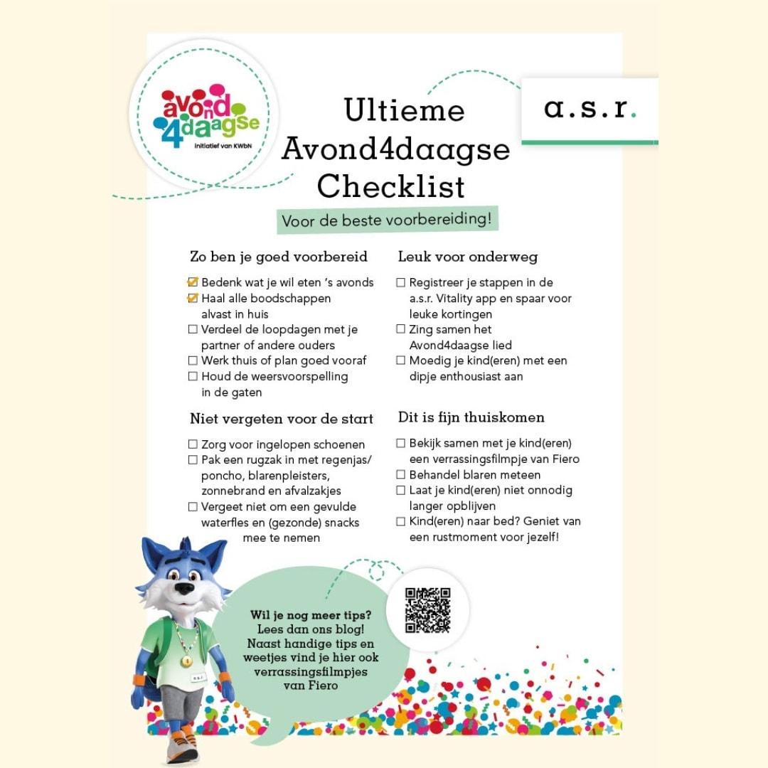 Ultieme avondvierdaagse checklist